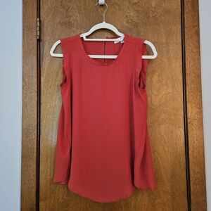 LOFT Petite Scarlet Red Flutter Sleeveless Top